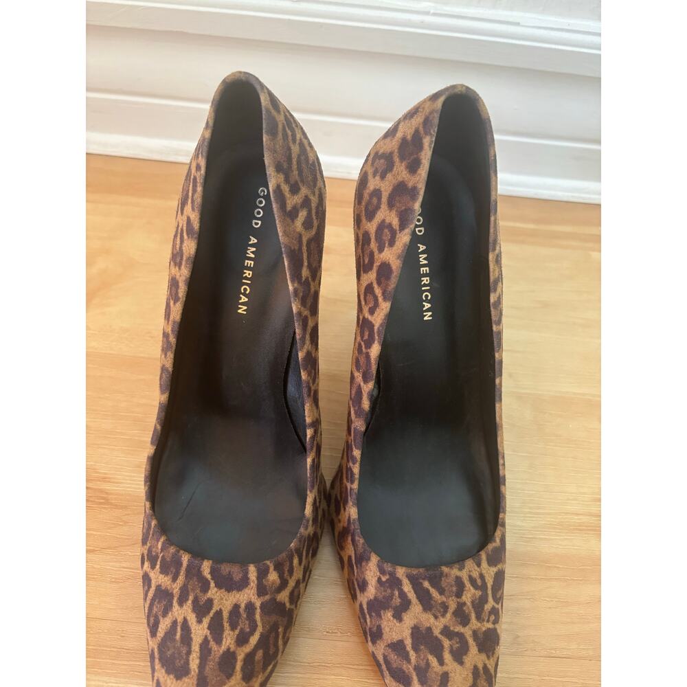 Good American $125 Tan & Brown Leopard Print Pointed Toe Pumps Heel Shoe Sz 9 - Picture 4 of 11